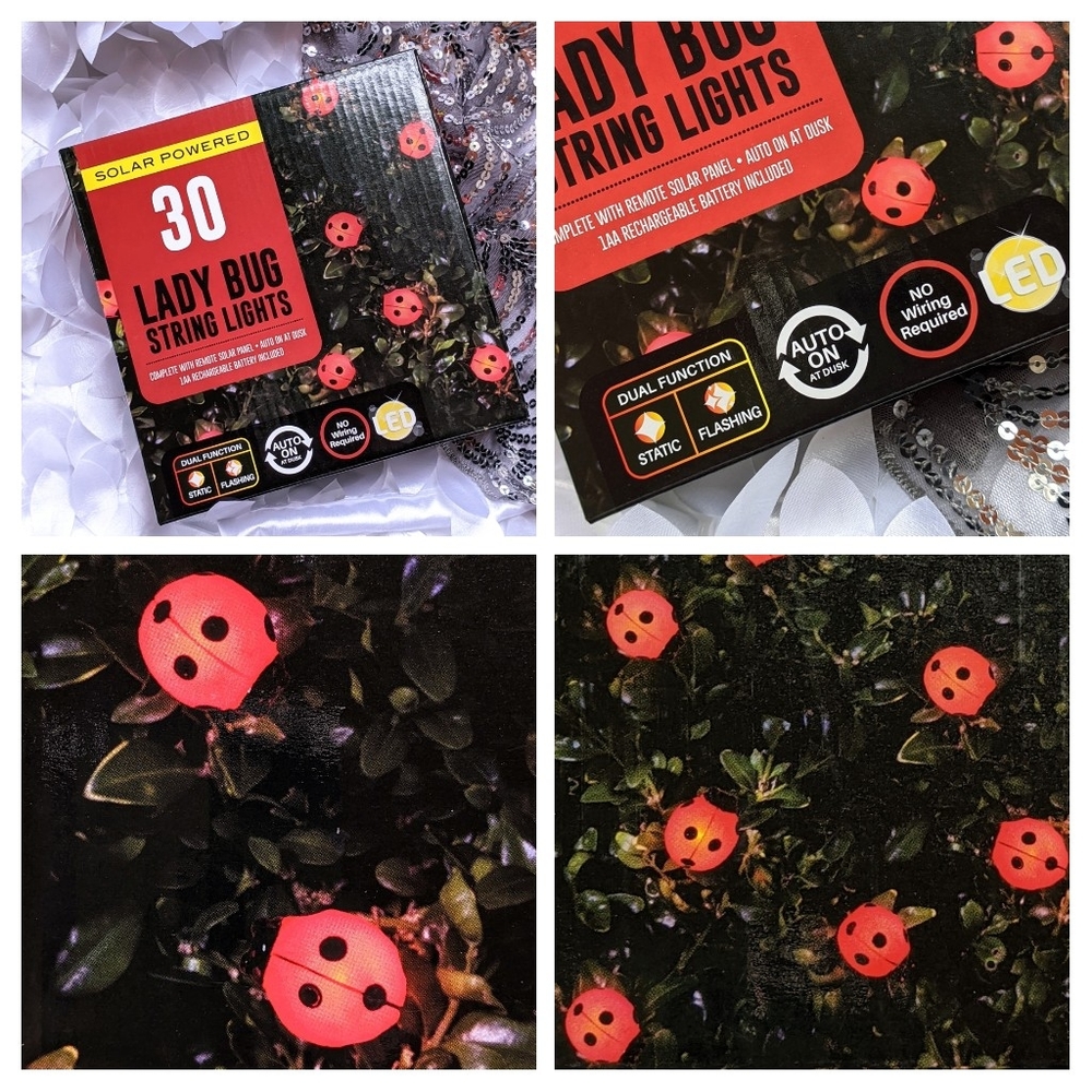 New🐞 Ladybug 🐞 solar light lot 30 string party lights led